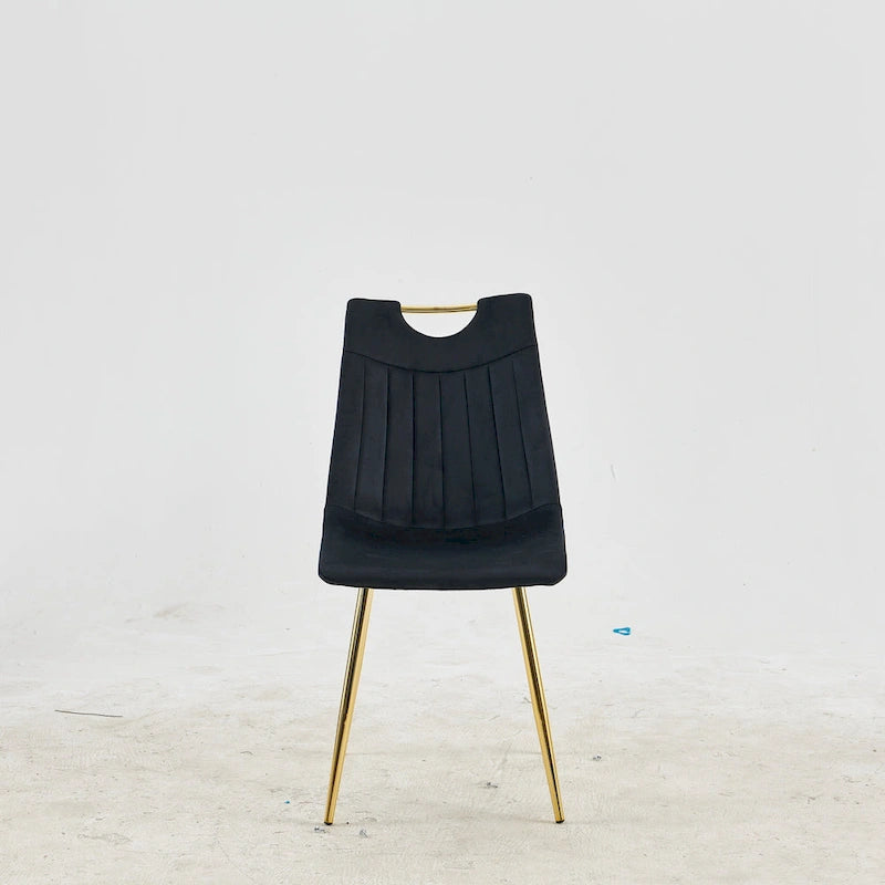 Gold+Black 23.22 Armless Dining Chairs with Elegant Golden Legs (Set of 4)