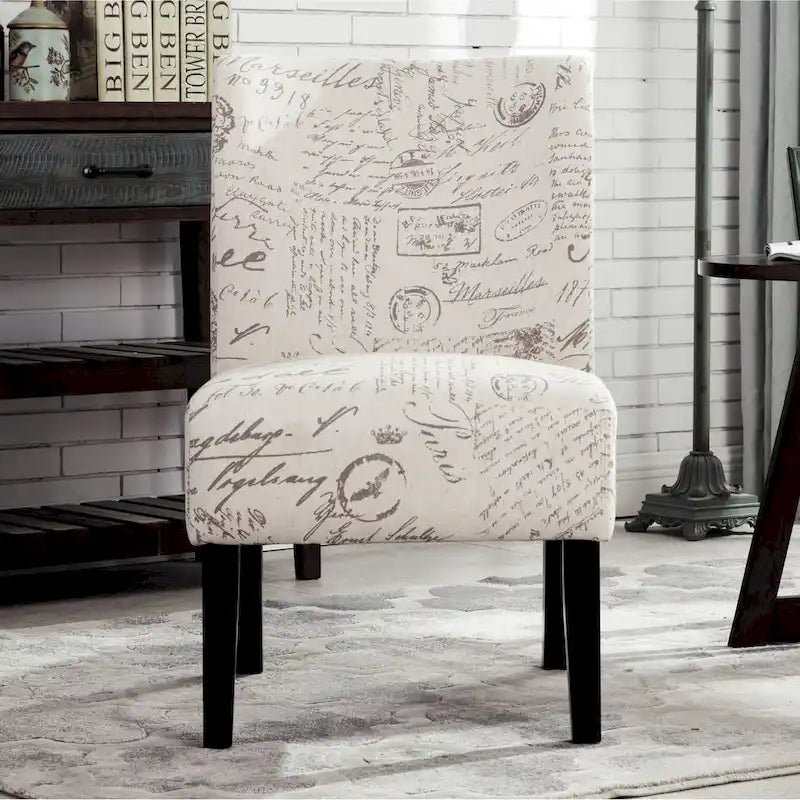 White 29.13 Upholstered Accent Chair with Wood Legs