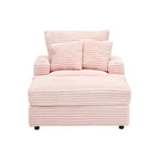 Pink 39.37 Corduroy Single Armchair Sofa with Ottoman, Cup Holder