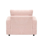 Pink 39.37 Corduroy Single Armchair Sofa with Ottoman, Cup Holder