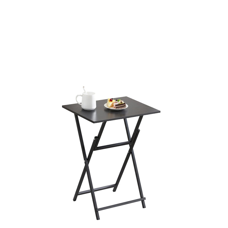 2-Piece Folding TV Tray Table,Portable Sofa Side Table,Industrial Snack Table, Space-Saving Easy to Fold Wood Rustic