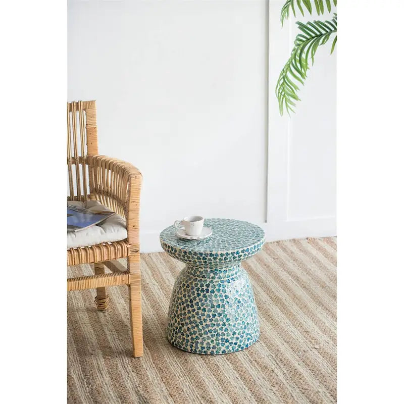 D15x16 Capiz Garden Stool Small Side Table