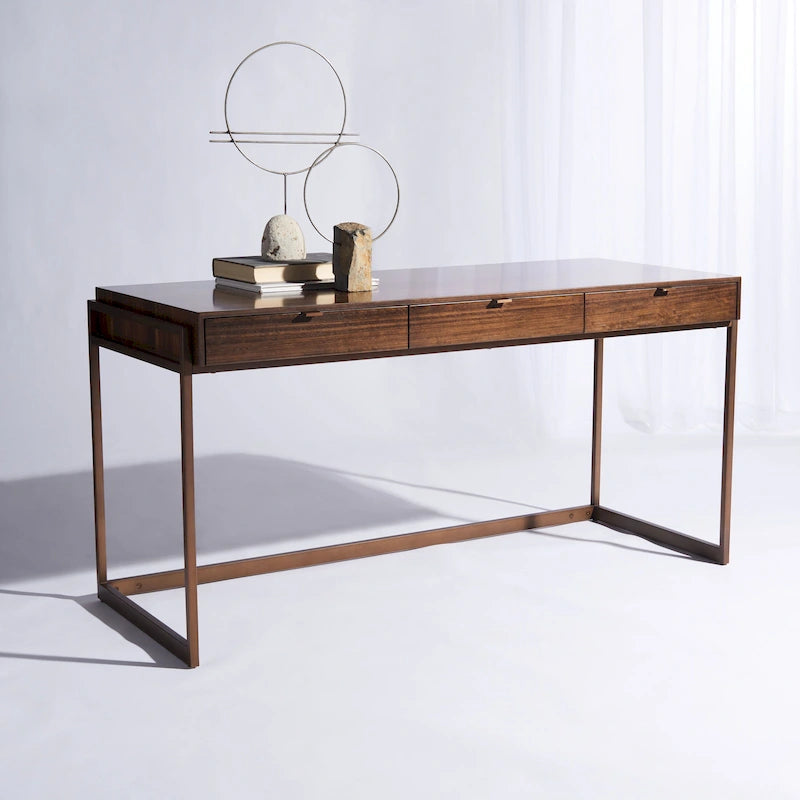 SAFAVIEH Couture Radunka 3-Drawer Smoked Eucalyptus Writing Desk