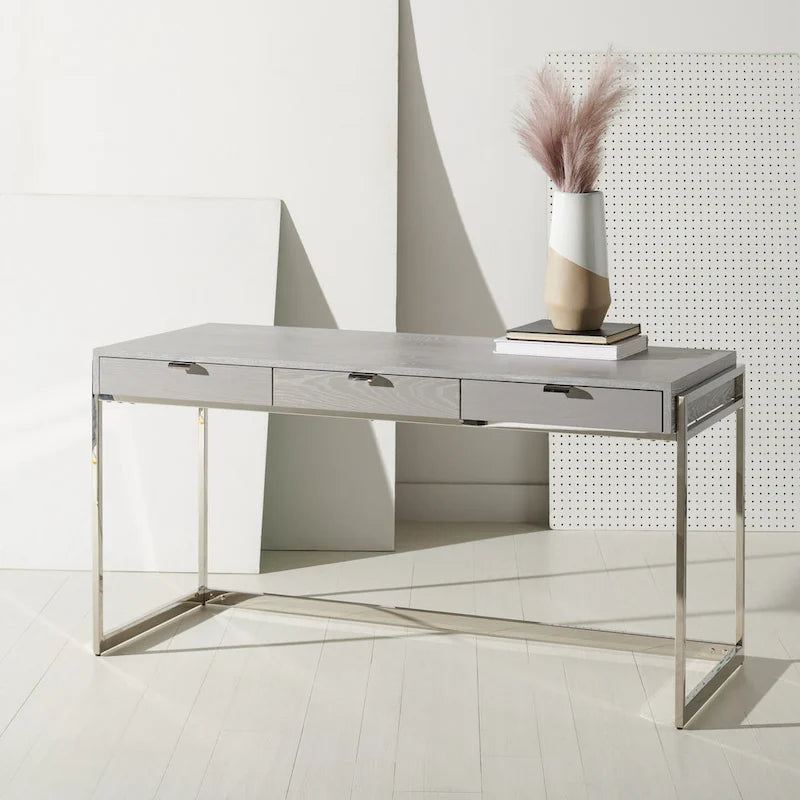 SAFAVIEH Couture Radunka 3-Drawer Smoked Eucalyptus Writing Desk