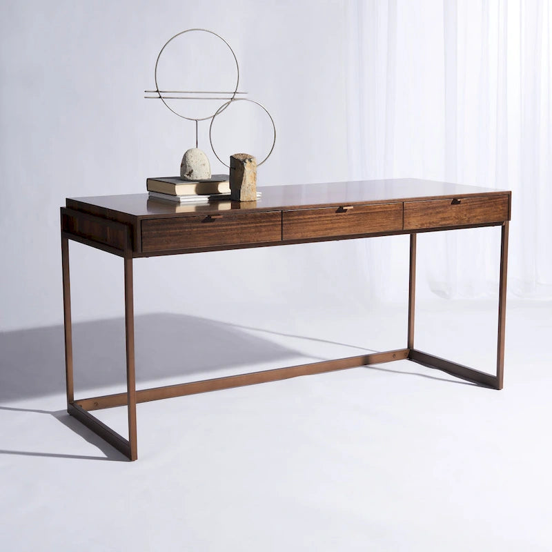SAFAVIEH Couture Radunka 3-Drawer Smoked Eucalyptus Writing Desk