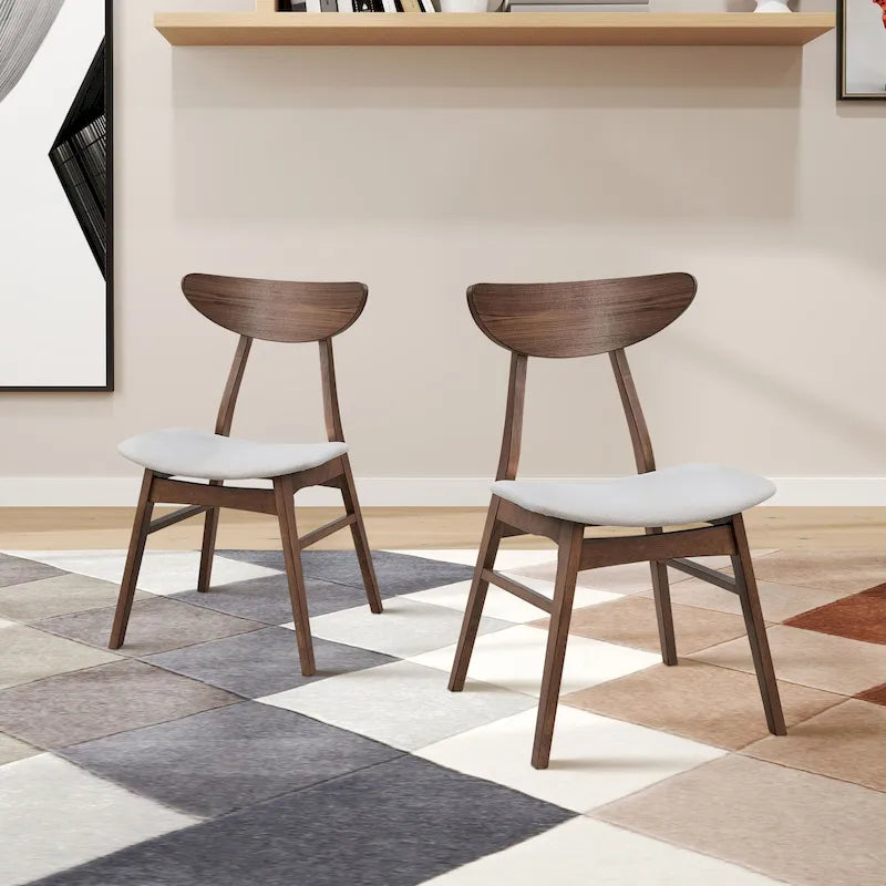 Modern 2-Piece Wooden Dining Chair Set, Wooden Frame with Backrest and Cushioned Seat, Suitable for Dining Room and Living Room