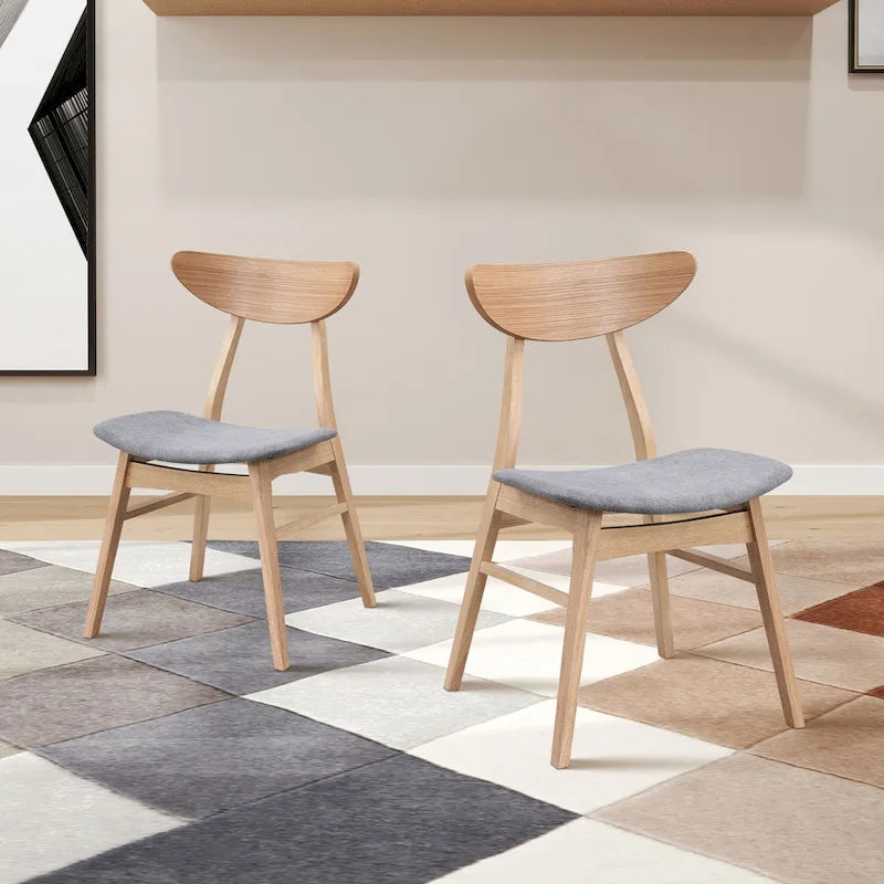 Modern 2-Piece Wooden Dining Chair Set, Wooden Frame with Backrest and Cushioned Seat, Suitable for Dining Room and Living Room