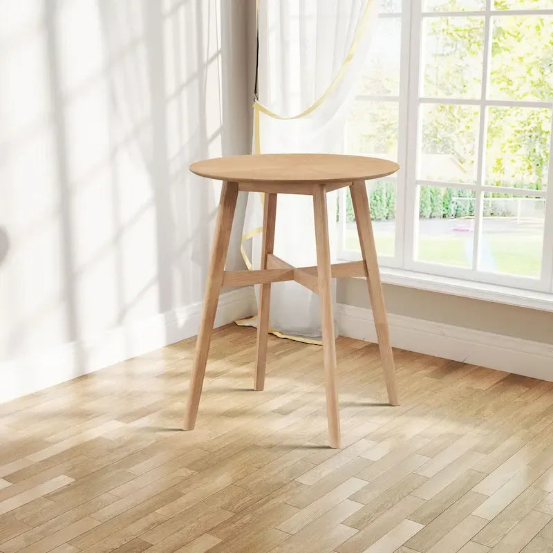 Modern 3-Piece Dining Set with Round Wood Table and 2 Solid Wood Upholstered Bar Stools for Dining Room Bar and Living Room