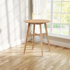 Modern 3-Piece Dining Set with Round Wood Table and 2 Solid Wood Upholstered Bar Stools for Dining Room Bar and Living Room