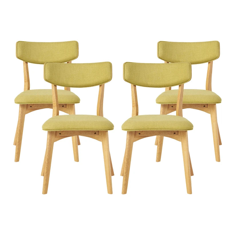 Chazz Mid-Century Modern Upholstered Rubberwood Dining Chairs (Set of 4) by Christopher Knight Home