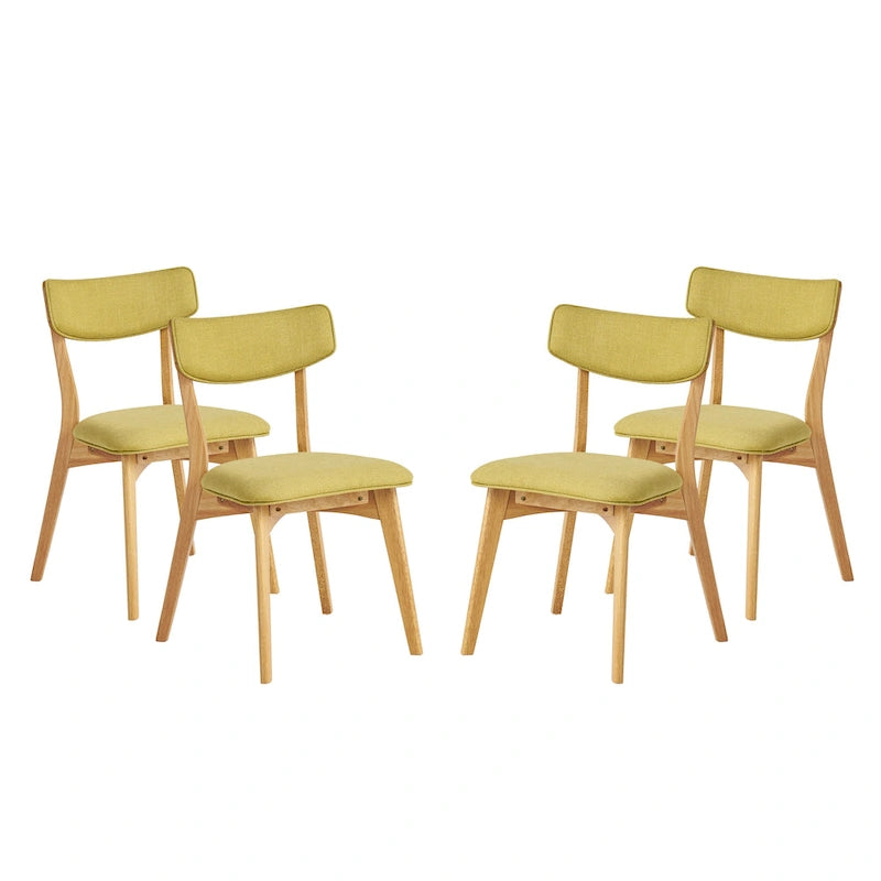 Chazz Mid-Century Modern Upholstered Rubberwood Dining Chairs (Set of 4) by Christopher Knight Home