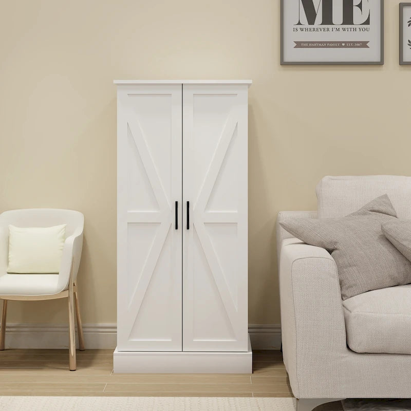 50 LED Kitchen Pantry Cabinet,Freestanding Buffet Cupboards Sideboard with 2 Doors with Racks and 2 Adjustable Shelves