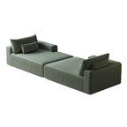 102 Corduroy Cloud Chaise Sectional with Reclining Sofa Bed, No-Assembly Design & Ergonomic Backrest