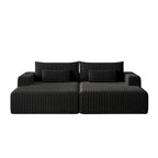 102 Corduroy Cloud Chaise Sectional with Reclining Sofa Bed, No-Assembly Design & Ergonomic Backrest