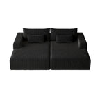 102 Corduroy Cloud Chaise Sectional with Reclining Sofa Bed, No-Assembly Design & Ergonomic Backrest
