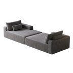 102 Corduroy Cloud Chaise Sectional with Reclining Sofa Bed, No-Assembly Design & Ergonomic Backrest