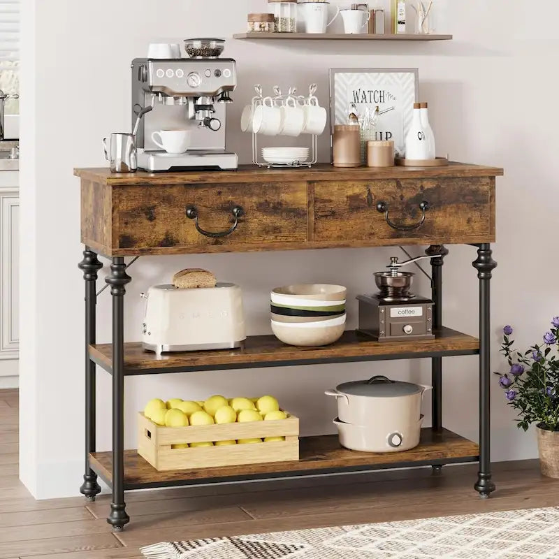 IDEALHOUSE Console Tables with 2 Drawers, Storage Shelves