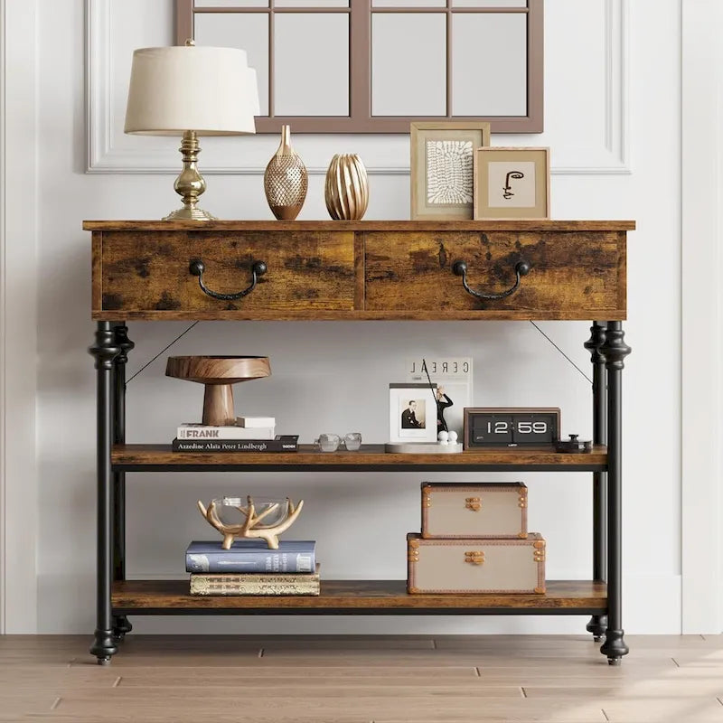 IDEALHOUSE Console Tables with 2 Drawers, Storage Shelves