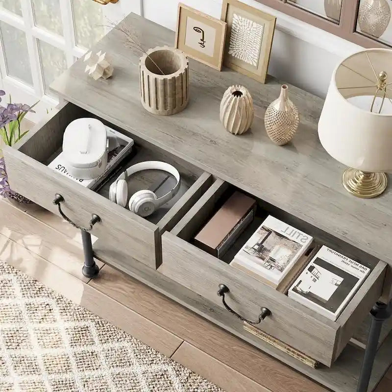 IDEALHOUSE Console Tables with 2 Drawers, Storage Shelves