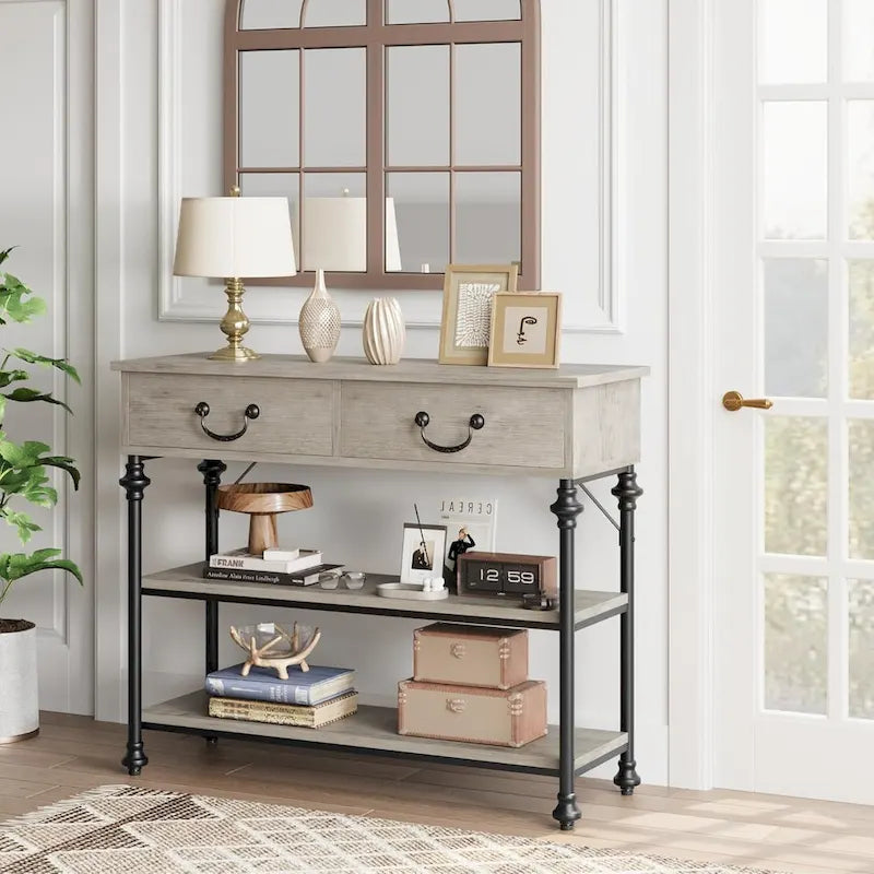 IDEALHOUSE Console Tables with 2 Drawers, Storage Shelves