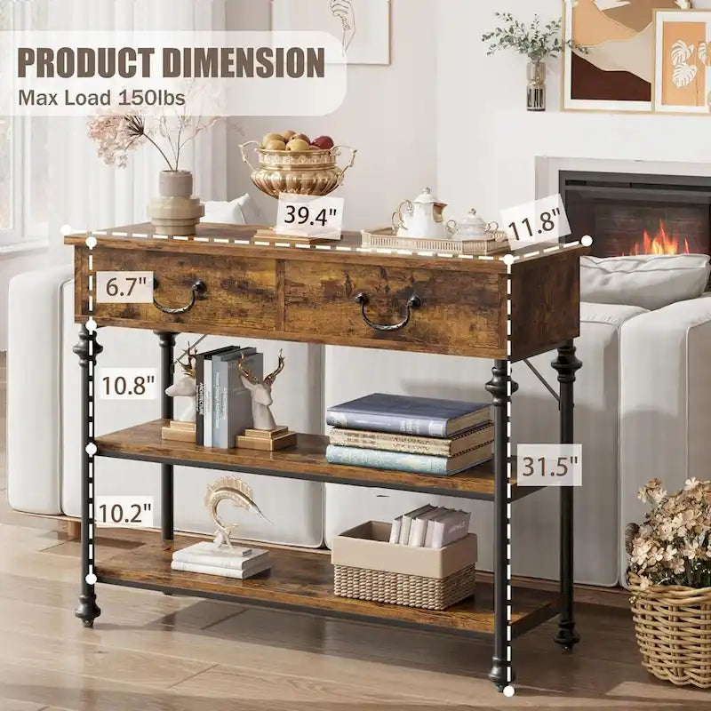 IDEALHOUSE Console Tables with 2 Drawers, Storage Shelves