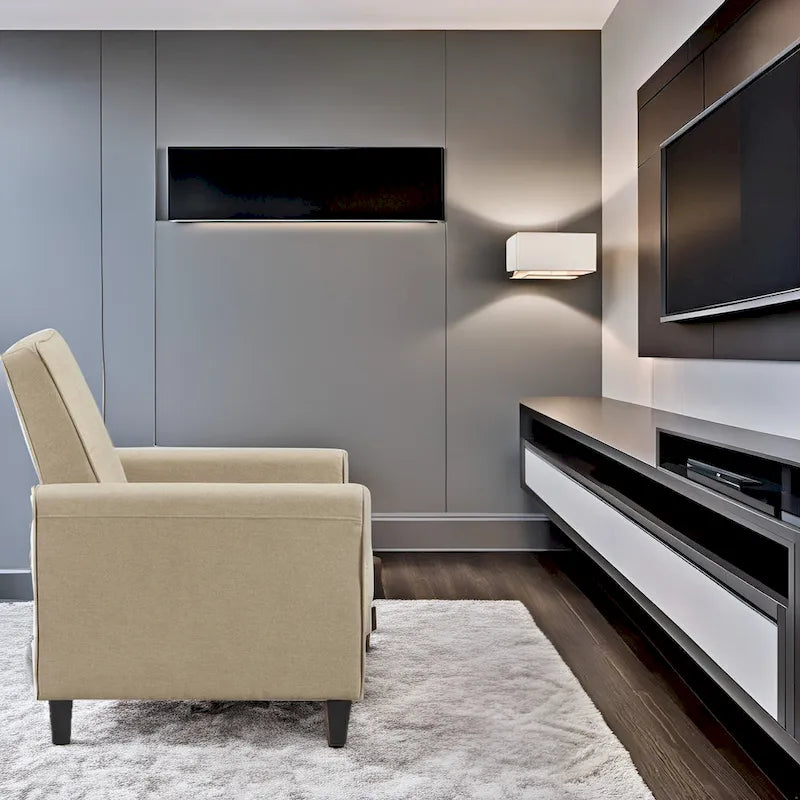 Pushback Recliner Chair  Compact Home Theater Seating with Armrests & Adjustable Footrest, Perfect for Small Spaces