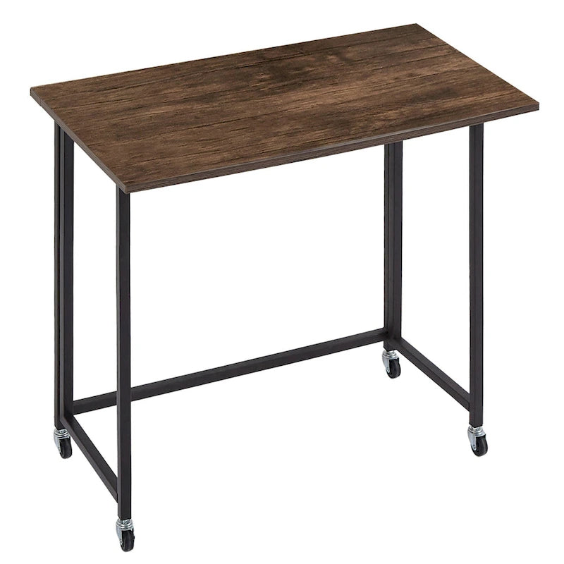 Javlerg Mobile Folding Computer Desk, 31.5 No Assembly Rolling Writing Desk, Space Saving Foldable Laptop Table for Home Office