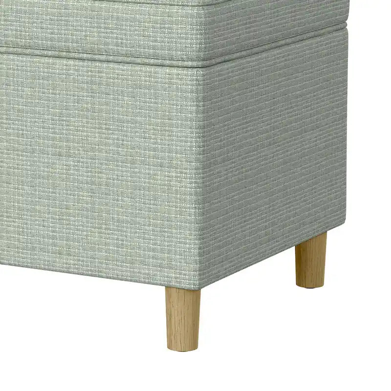 Fero Storage Ottoman, 24 Inch Rectangular Hinged Lid, Sage Green Woven