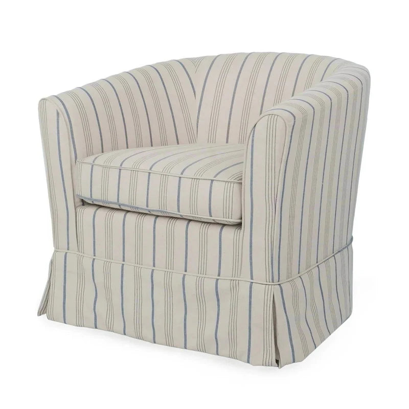 Accent Swivel Chair, Modern Round Barrel Back, Soft White Gray Fabric