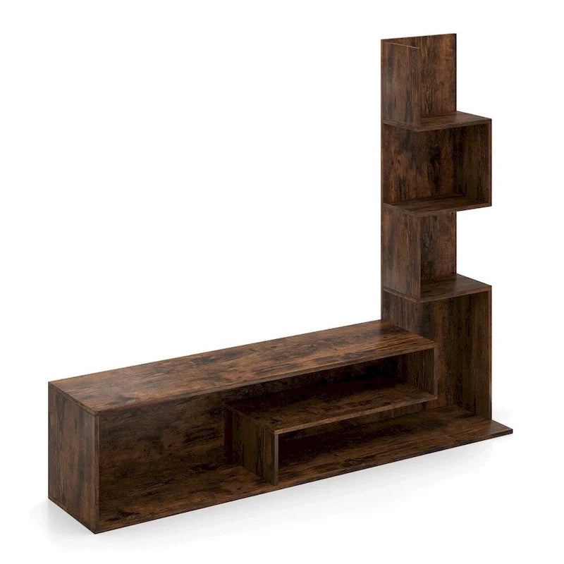 Cube TV Stand for TVs up to 50 Console Table W/ L-shaped Shelves - 58 inches