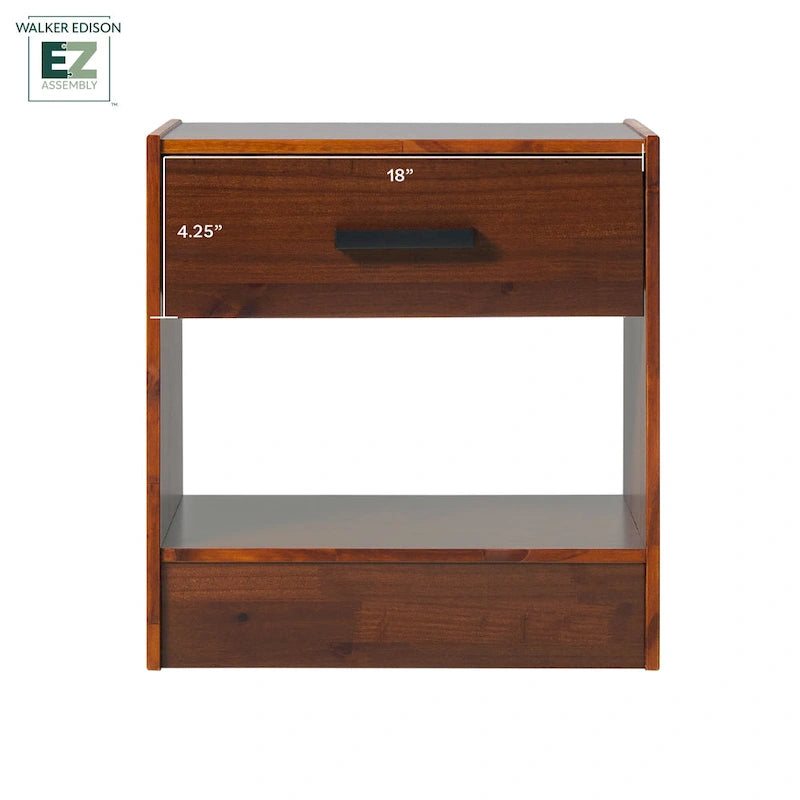 Walker Edison Modern Easy Assembly 1-Drawer Solid Wood Nightstand