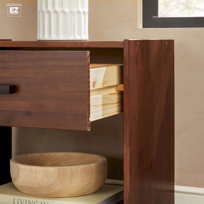 Walker Edison Modern Easy Assembly 1-Drawer Solid Wood Nightstand