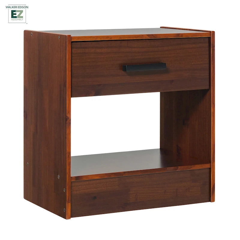 Walker Edison Modern Easy Assembly 1-Drawer Solid Wood Nightstand