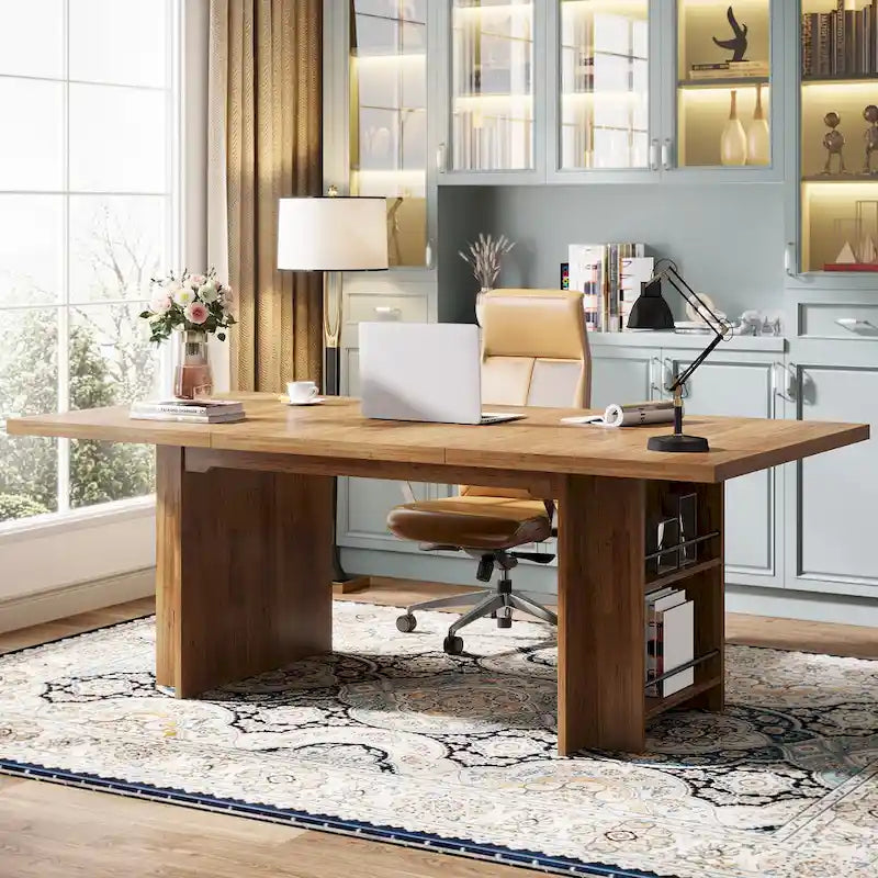 63-in Office Executive Desk, Large Computer Desk with Storage