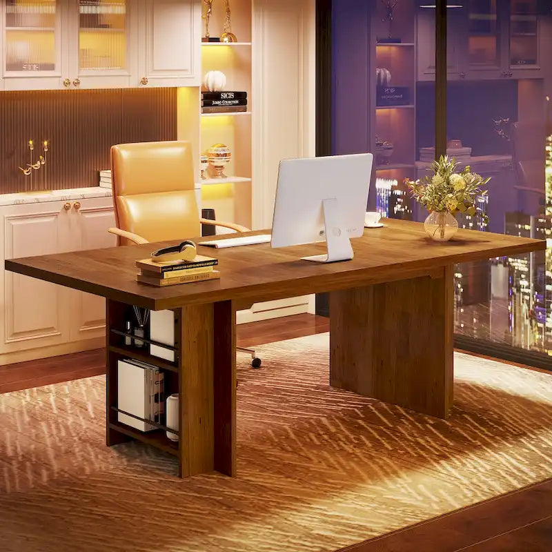 63-in Office Executive Desk, Large Computer Desk with Storage