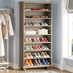 9-Tier Narrow Tall Shoe Storage Cabinet with LED Lighting for Living Room