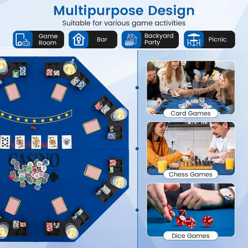 Costway 48 Poker Table Top - 8 Player Foldable Texas Holdem Poker - See Details