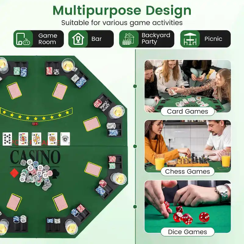 Costway 48 Poker Table Top - 8 Player Foldable Texas Holdem Poker - See Details