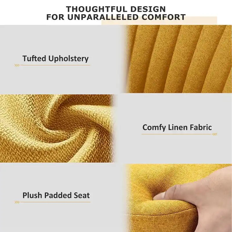 Chic Channel Tufted Back Fabric Vanity Swivel Task Chair Office Chair for Home & Make-up