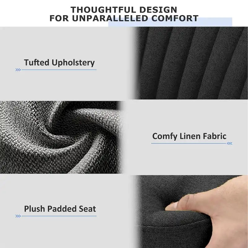 Chic Channel Tufted Back Fabric Vanity Swivel Task Chair Office Chair for Home & Make-up