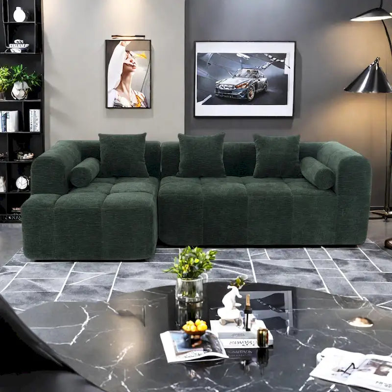 101.2 Chenille Modular Sectional Sofa with Deep Seating, Free-Combined Design and High-Density Foam Construction