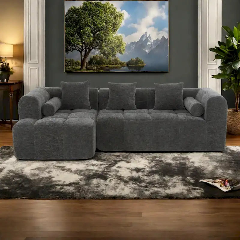 101.2 Chenille Modular Sectional Sofa with Deep Seating, Free-Combined Design and High-Density Foam Construction