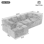 101.2 Chenille Modular Sectional Sofa with Deep Seating, Free-Combined Design and High-Density Foam Construction