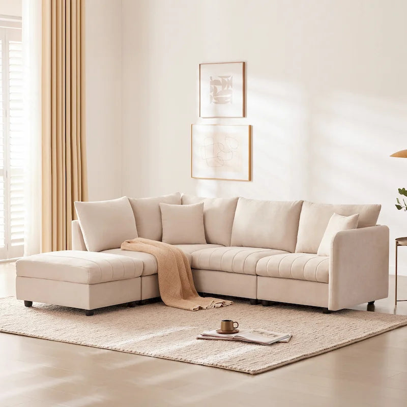 89 Polyester Modular Sectional Sofa with Deep Seat & Ottoman
