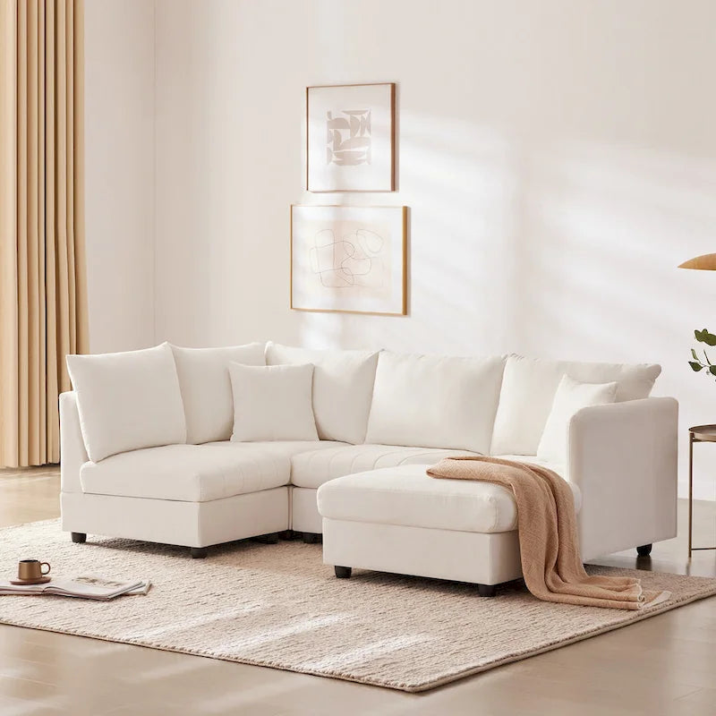89 Polyester Modular Sectional Sofa with Deep Seat & Ottoman