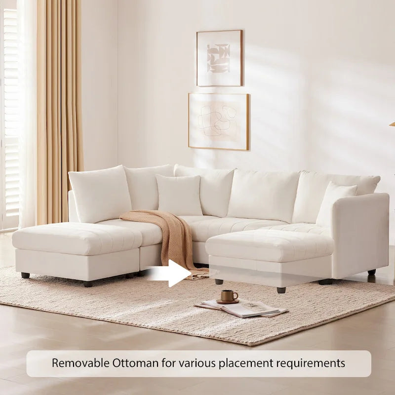 89 Polyester Modular Sectional Sofa with Deep Seat & Ottoman