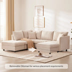 89 Polyester Modular Sectional Sofa with Deep Seat & Ottoman