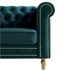 Chesterfield Velvet Sofa with Gold Strip Trim