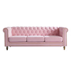 Chesterfield Velvet Sofa with Gold Strip Trim