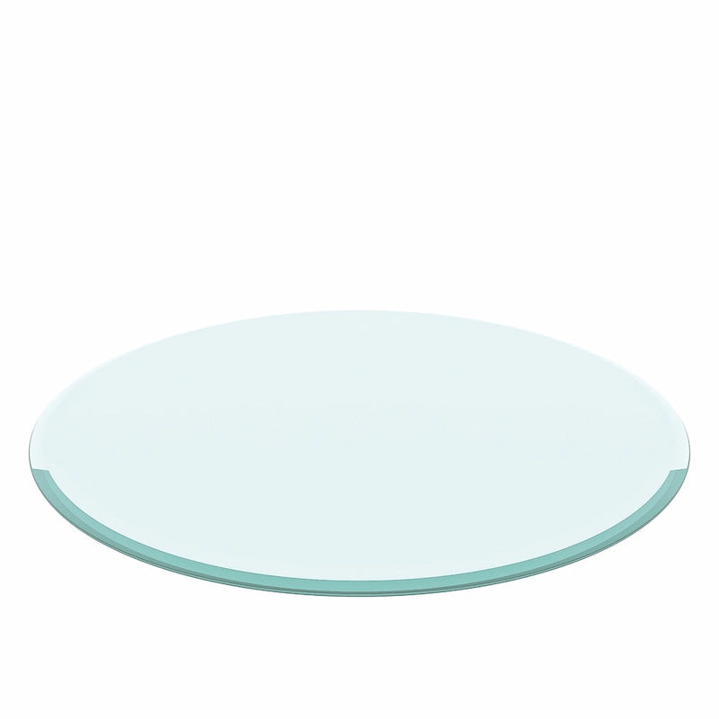 Round Tempered Glass Table Top Clear Glass Thick Beveled Polished Edge
